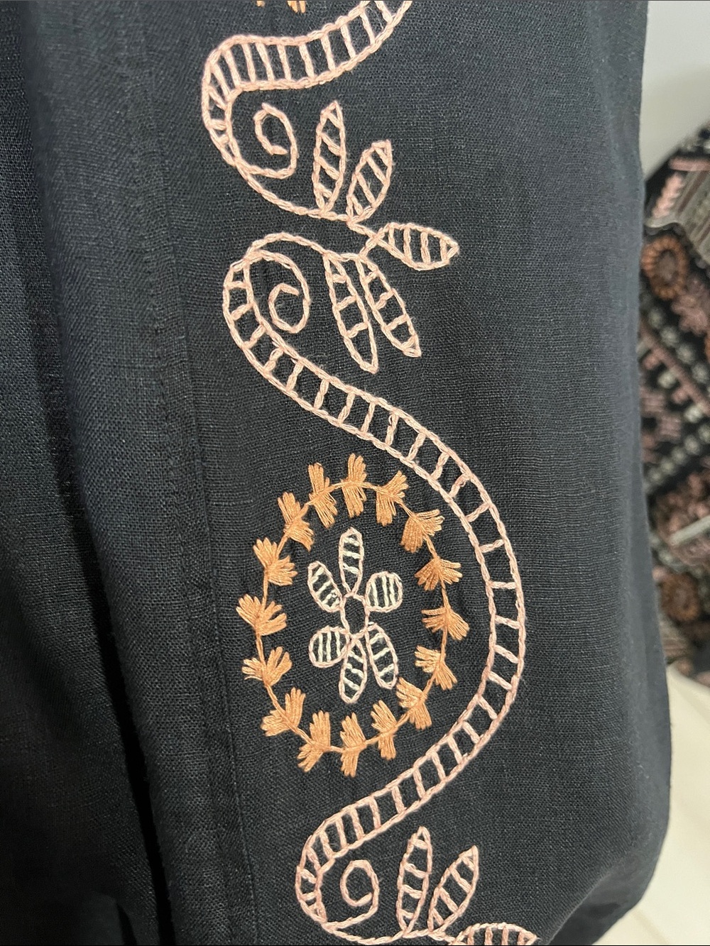 Johnny Was Black Ensemble with Peach Embroidery - Picture 8 of 9